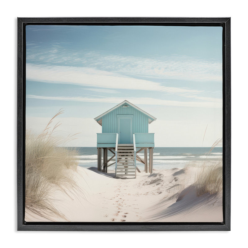 «Coastal Lookout Hut», art mural encadré flottant par Irena Orlov, Cadre flottant noir de jais, H 18 po x l 18 po