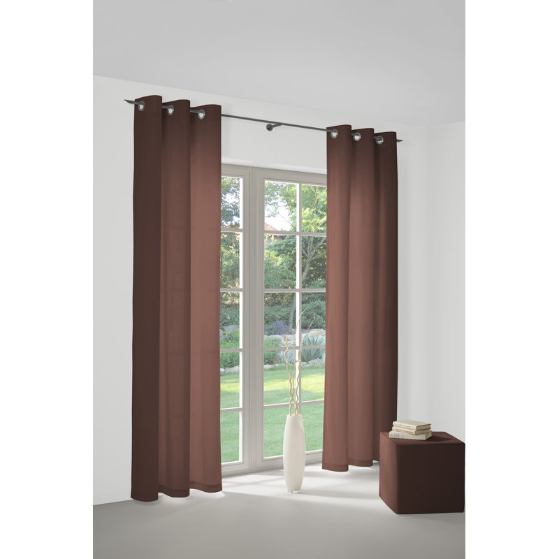 Polyester Blackout Grommet / Eyelet Curtain Panel, 142cm Width x 395cm Drop, Brown