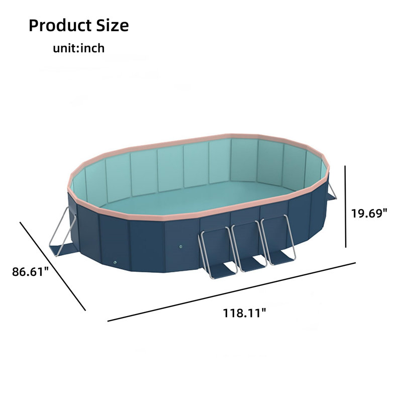 Piscine ovale en PVC, L 9,84 pi x l 7,21 pi x H 19,69 po