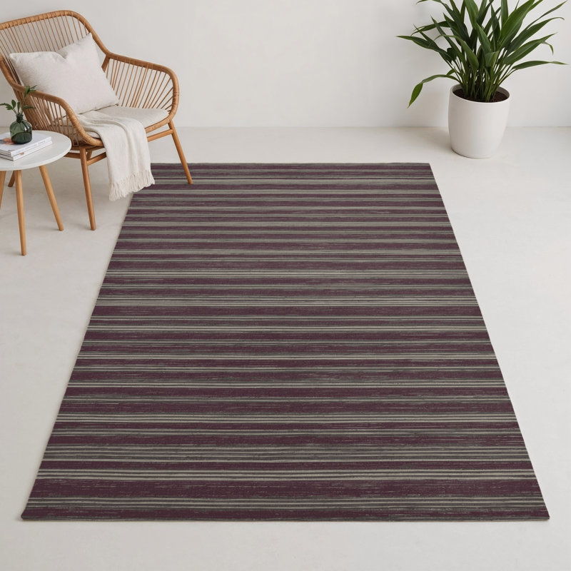 Tapis intérieur / extérieur noir HorizontalStripes, Rectangle 9 pi x 12 pi