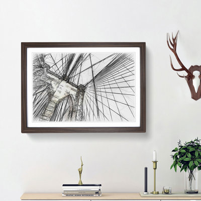 The Brooklyn Bridge in New York City in Abstract - Picture Frame Drawing Print