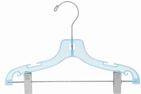 Cintre en plastique pour enfants avec pinces pour costume / manteau, Bleu
