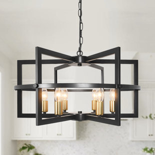 Modern Industrial 6-Light Geometric Metal Pendant Light For Dining Room