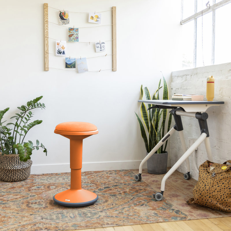 Adjustable Height Orange Wobble Stool with Non-Slip Seat