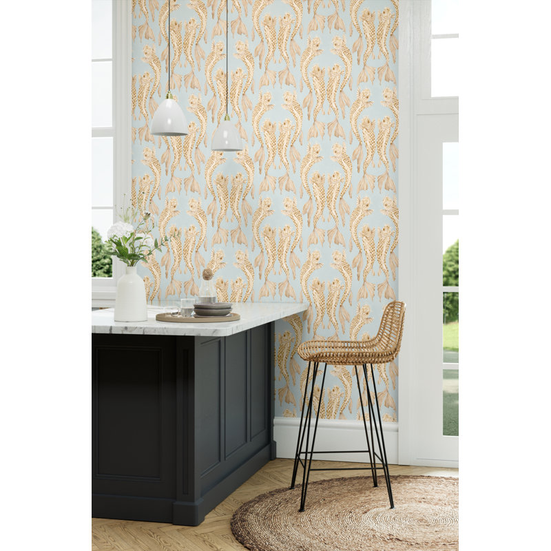 Voyaging Koi Wallpaper, Clear Sky/Persimmon