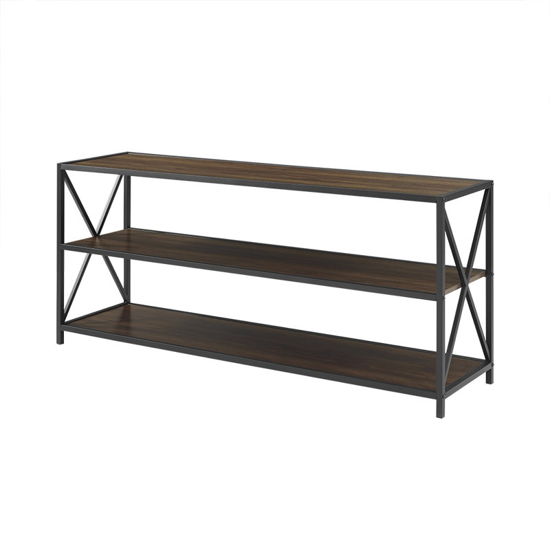 Bremer 65.1cm H x 152.4cm W Steel Library Bookcase, Dark Walnut
