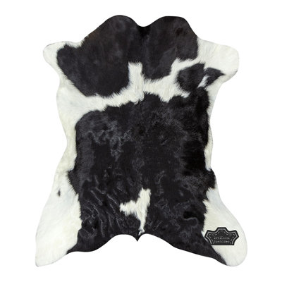 3 × 2 ft Black & White Calf Hide - 100% Genuine Leather - Natural Luxury Boho-Chic Accent
