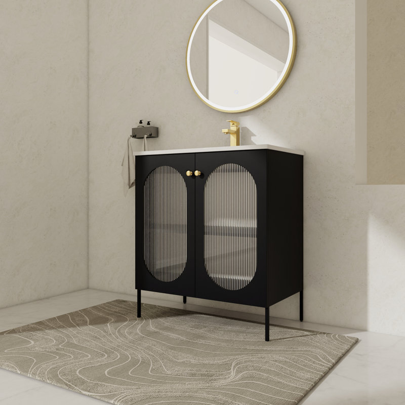 Meuble-lavabo simple avec plateau Emmasophia 30,03, Noir