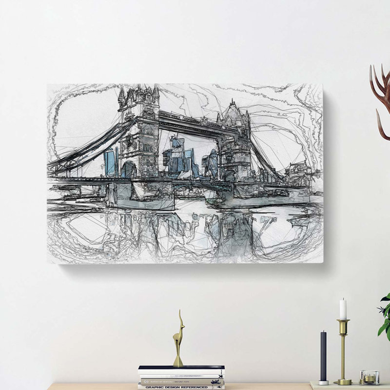 London Bridge in Abstract - Wrapped Canvas, 60cm H x 91cm W x 3cm D