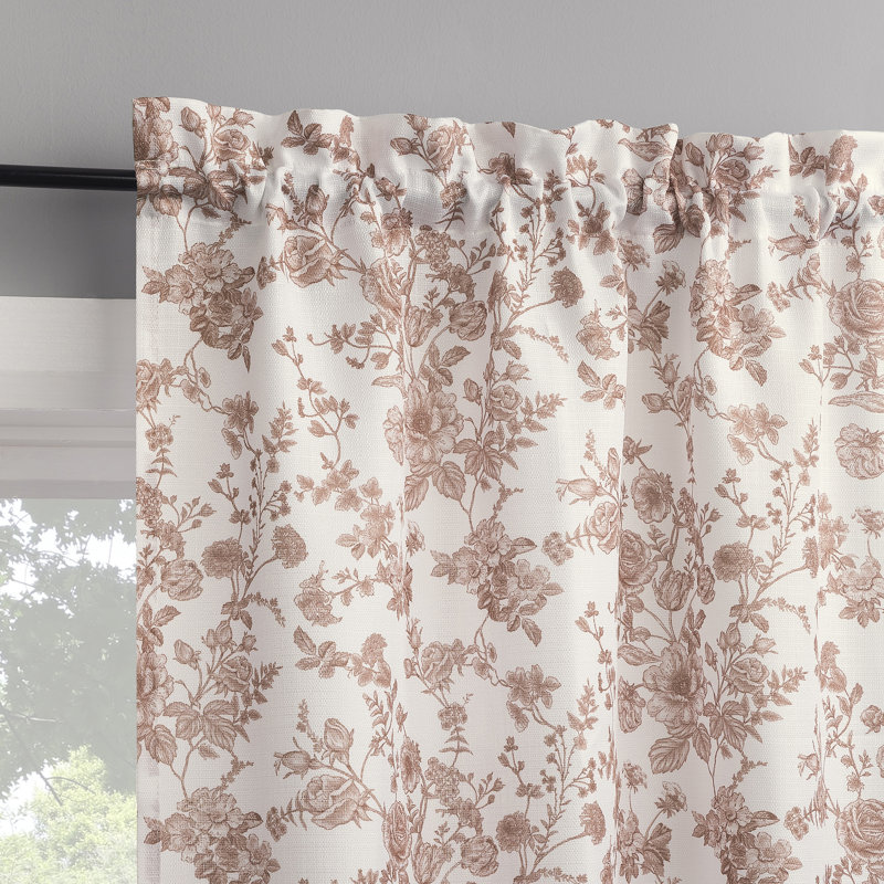 Catarina Tonal Botanical Semi-Sheer Rod Pocket Kitchen Curtain Swag (Set of 2), Pink