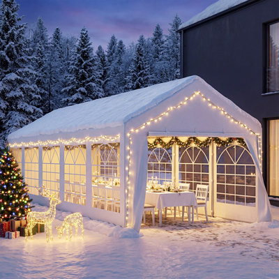 10x30 FT Party Tent, Heavy-Duty Canopy with Removable Sidewalls and lights