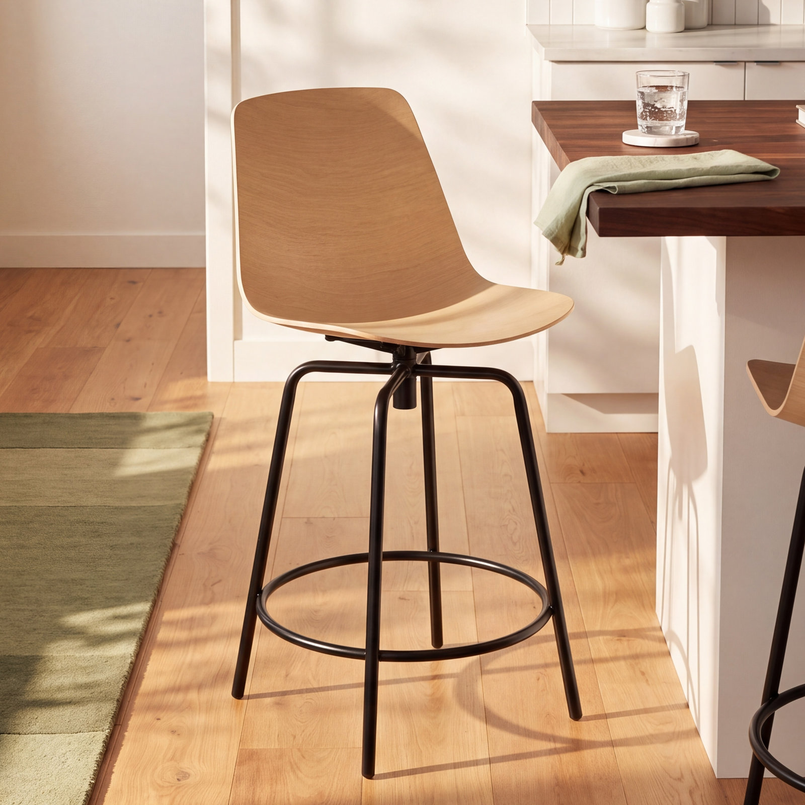 Clean Cut Swivel Bar and Counter Stool, White Oak, Counter Stool (24" Seat Height)