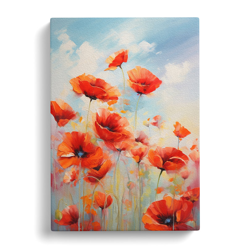Poppy Field Gestural No.3 - No Frame Print, 50cm H x 35cm W x 3cm D