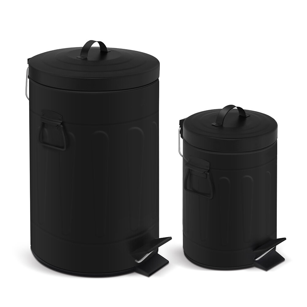 type A Plastic Rectangular Swing Lid Garbage Can, Black/Grey, 42-L