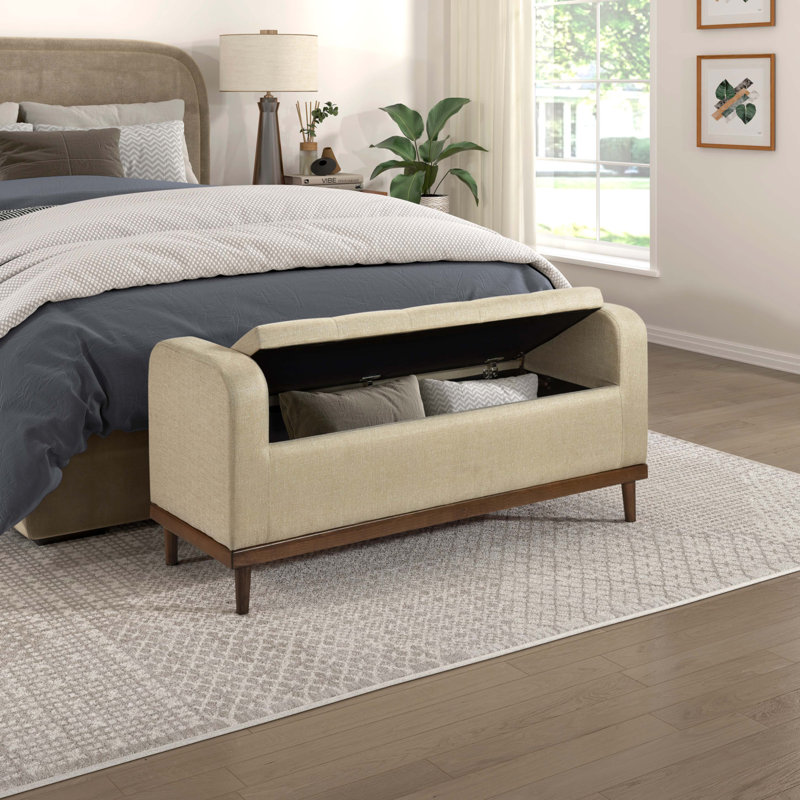 Banc de rangement Mid-Century, Marron clair