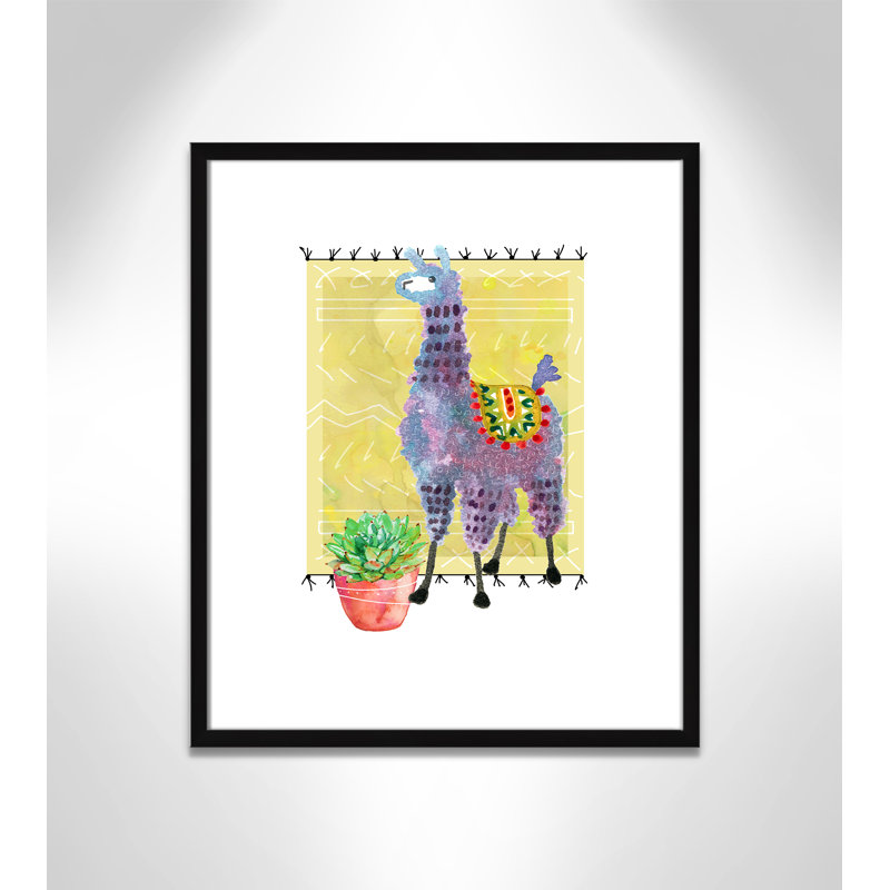 « jolie llama ii », art sur toile, H 25,5 po x l 21,5 po x P 1,18 po, Cadre noir