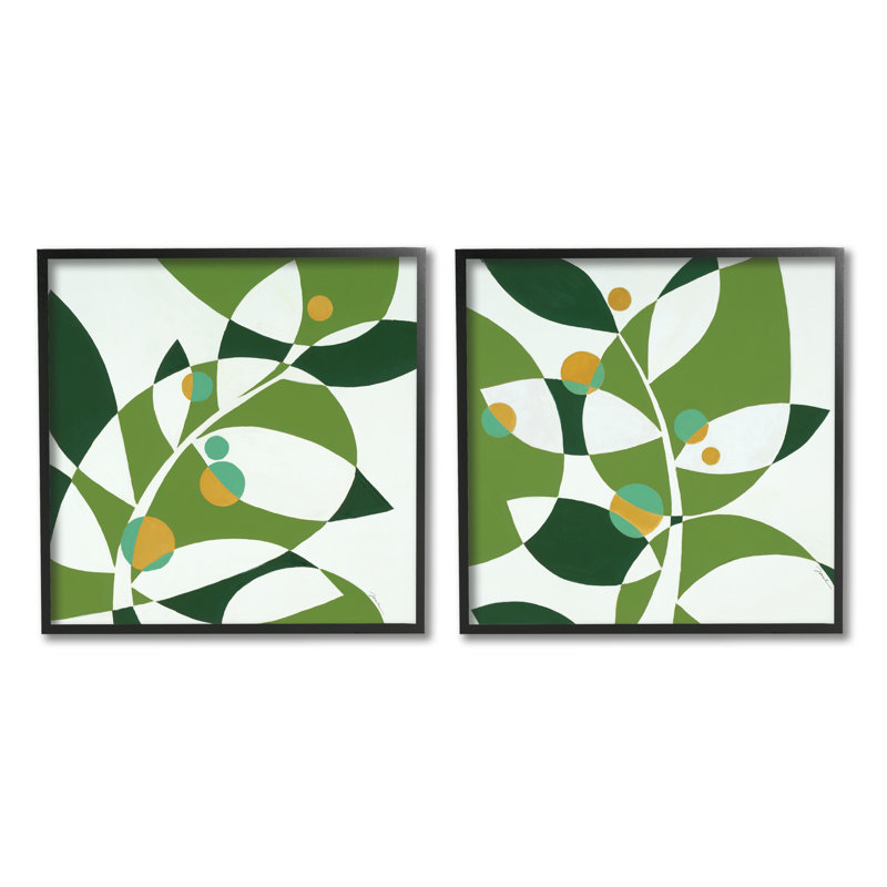 «Stupell Industries Tropical Leaves Abstraction», ensemble de 2 toiles murales par Liz Jardine, H 12 po x l 12 po x P 1,5 po