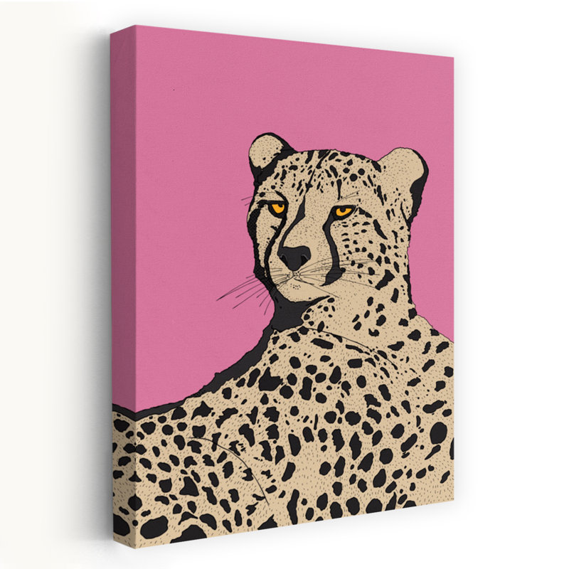 Art contemporain, portrait de guépard rose, 24" H x 16" W