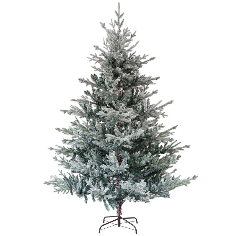 Arbre de Noël artificiel pin nordique avec pointes enneigées, base en métal pliable, assemblage facile, arbre de Noël à charnières pour les fêtes à la maison