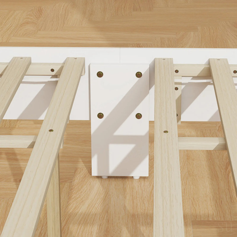 Structure de lit double avec tête de lit, design minimaliste moderne, support stable et amplement d'espace de rangement sous le lit