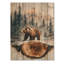 «Grizzly Bear Into The Winter Landscape II» - Décoration murale ours en bois - sur bois de pin naturel-1701594015
