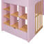 Lit mezzanine simple avec tablettes, lit mezzanine en bois avec échelle et tablettes de rangement, rose et chêne naturel-133682834-133682842