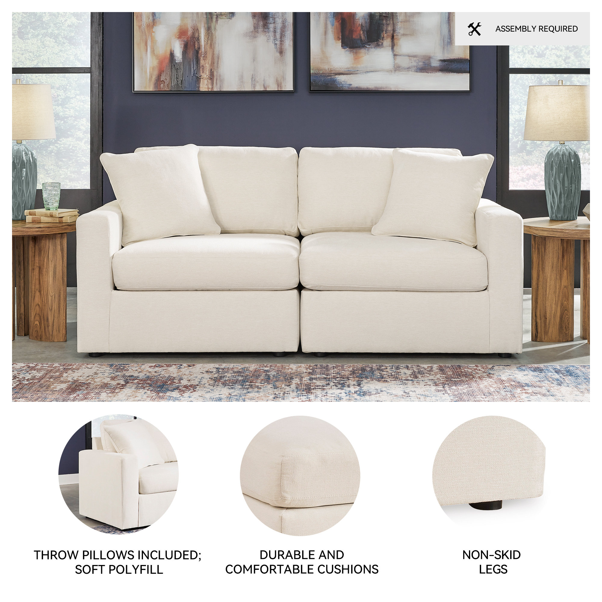 Bulwell 2-Piece Loveseat, White