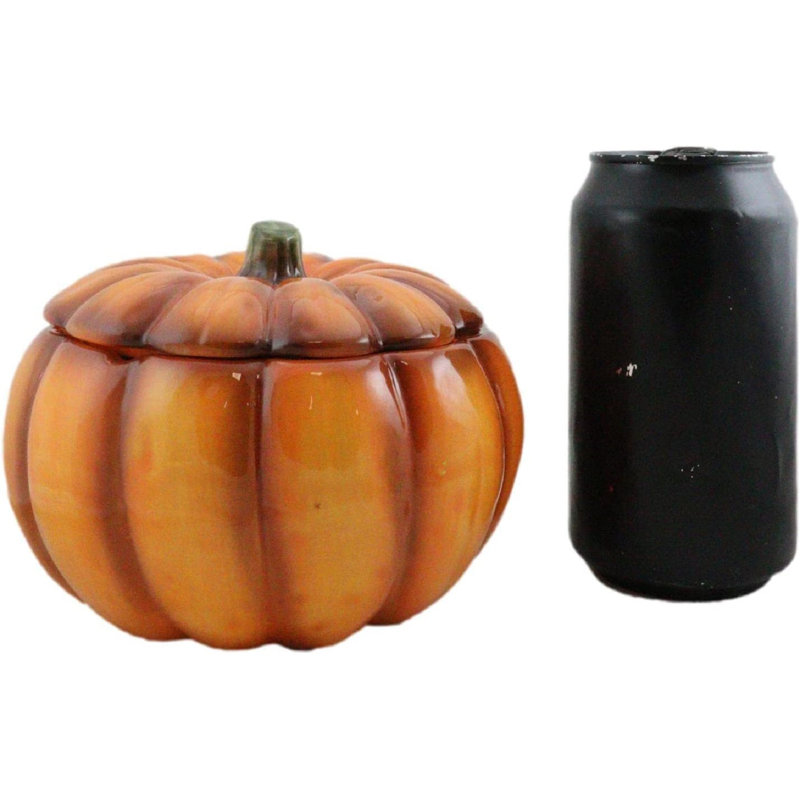 Ebros 6 po de diamètre pour maison et cuisine Gourmet Potage soupe de légumes ou bol de dessert avec couvercle Céramique décorative pour la fête d'Halloween citrouilles (1)