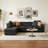 113'' Leather Sectional Sleeper Sofa With Pull Out Bed, Storage Ottoman & Rotating Side Table-1436900212