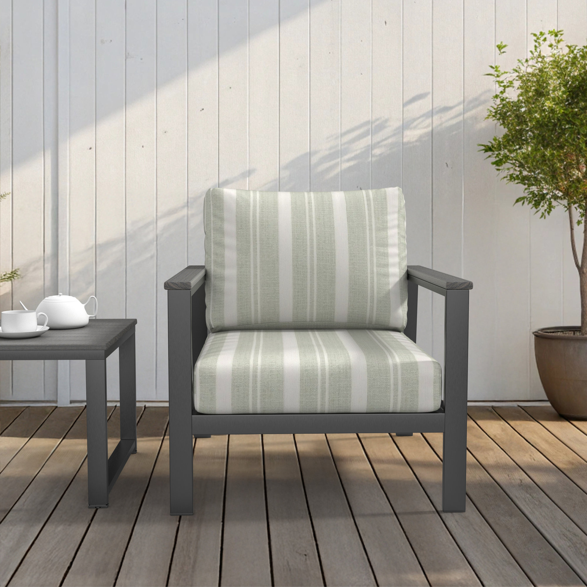Amala Indoor/Outdoor Sunbrella® Cushion, 24" W x 5" D, Sunbrella Tranquil Sage