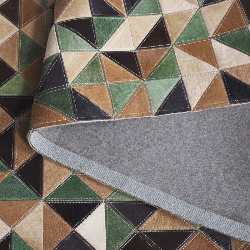 Weylan Hand Woven Leather Geometric Rug, Rectangle 5' x 8'