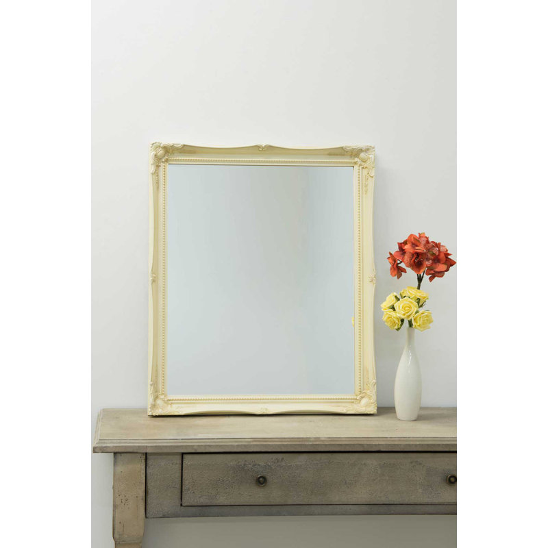 Alexandro Wood Flat Mirror, 61cm H x 51cm W, Ivory