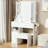 Small Space Left Drawer Desktop Vanity Table + Cushioned Stool, 2 AC+2 USB Power Station-277867221