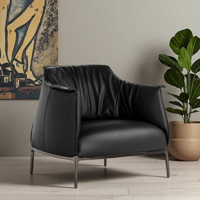 Fauteuil de loisir en cuir noir