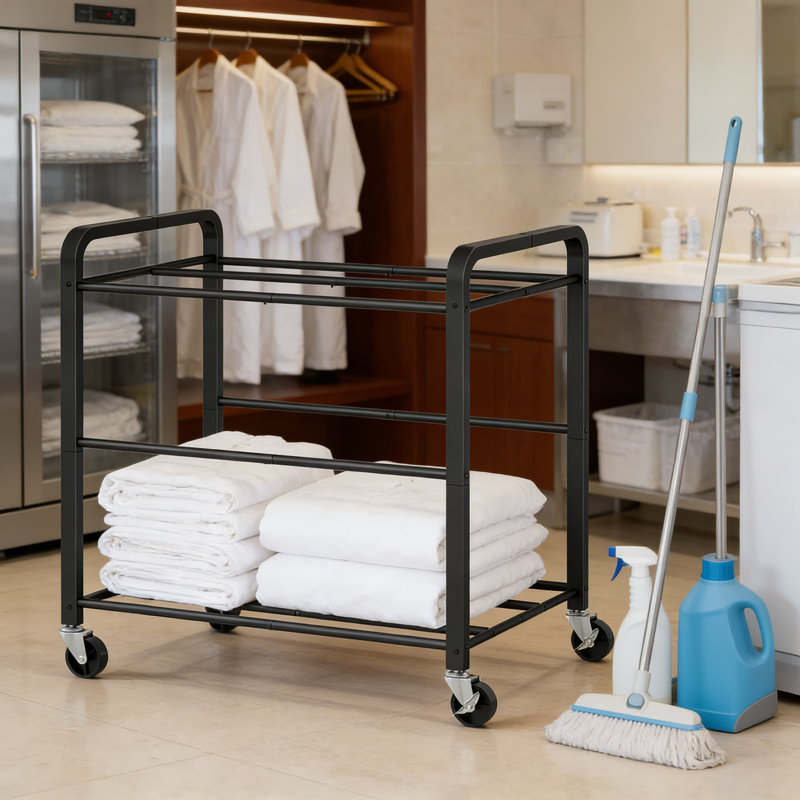 Chariot de trieur de linge robuste avec 6 sacs amovibles, grande capacité de 295 L, roues verrouillables et cadre en métal robuste pour l'organisation à la maison