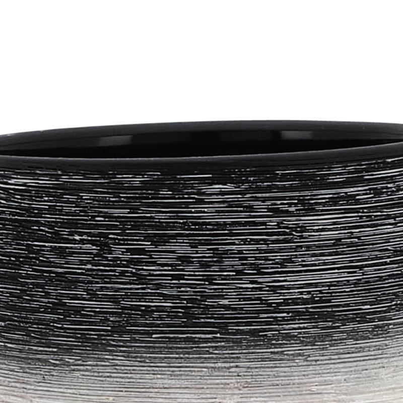 Pot à fleurs en céramique de 5 po avec support en bois, gris