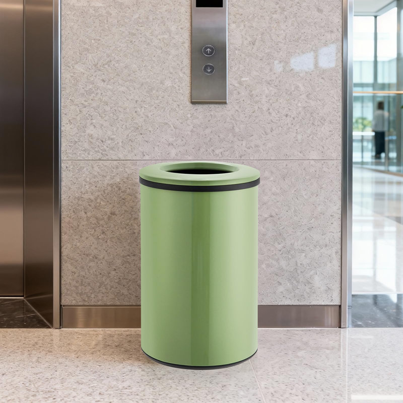 Poubelle commerciale à couvercle ouvert en acier inoxydable de 10,6 gallons, bac rond de 40 L avec seau intérieur amovible, Fingerprint-R