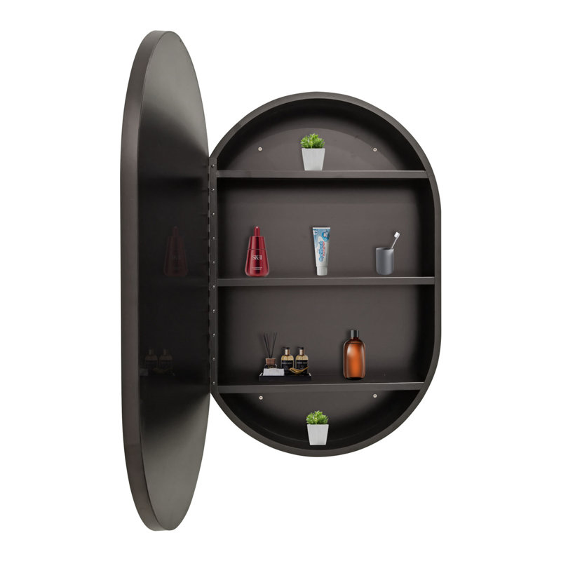 Élégante armoire à pharmacie de salle de bain avec miroir, offrant beaucoup de rangement et de durabilité.