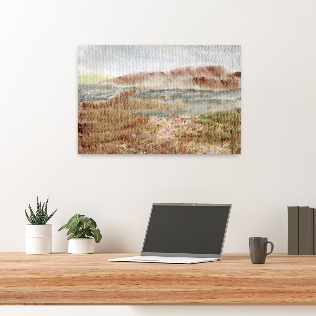Misty Mountain Heather Peaceful Serene Tranquil Landscape Mountain Wall Art Print