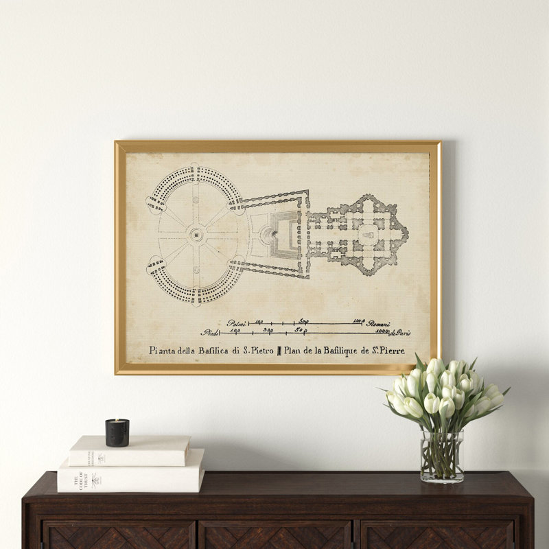 «Plan for St Peter's Basilica», impression sur toile encadrée, Doré, H 30,5 po x l 42,5 po x P 1,5 po