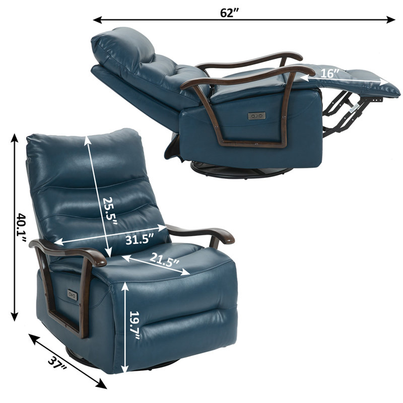 Fauteuil oscillant pivotant berçant inclinable électrique, Bleu