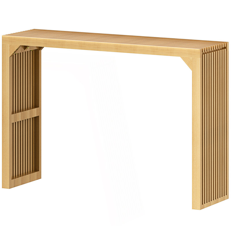 Solid Wood Bench, Entryway Bench, Living Room Bench, Slat Design Bench, 31.93" H x 46.27" W x 13.04" D