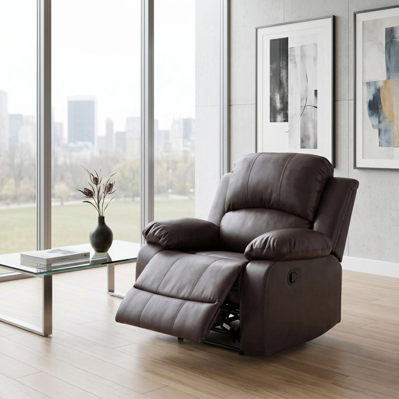 Fauteuil de repos manuel Oaklyn en cuir végétalien brun Oaklyn (1 pièce), Similicuir brun