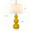 Ensemble de 2 lampes de table modernes en céramique jaune de 70,5 cm de hauteur, lampes de chevet en forme de gourde triple avec interrupteur à 3 positions pour chambre et salon.