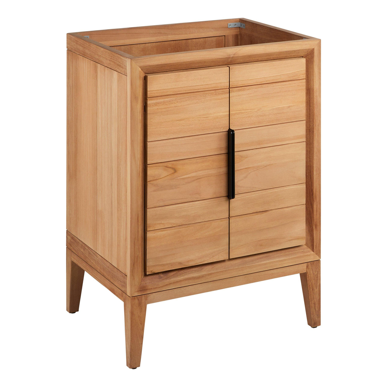 Aliso 24" Carrara Marble Single Bathroom Vanity, 8" Widespread, Arctic White Quartz, Natural Teak