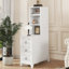 Table de bout fonctionnelle avec trois tiroirs et deux tablettes ouvertes, idéale pour les coins de chambre à coucher et les solutions de rangement peu encombrantes-965375568