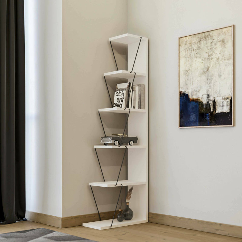 Burlingame Corner Bookcase, White/Black