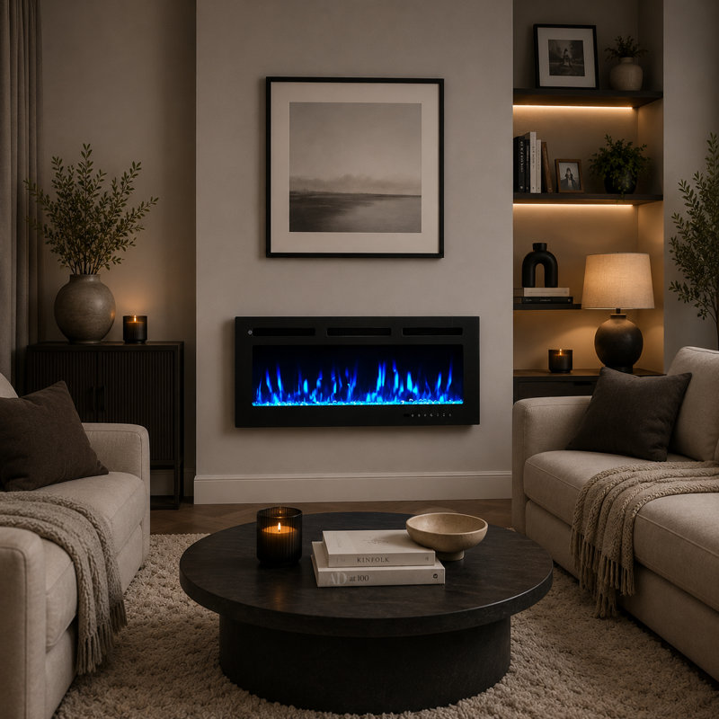 FLAMEKO Winslow Wall Mounted/Media Wall/Free Standing Fireplace With Realistic Flame Effect Heater 9 Colour Flame Effect