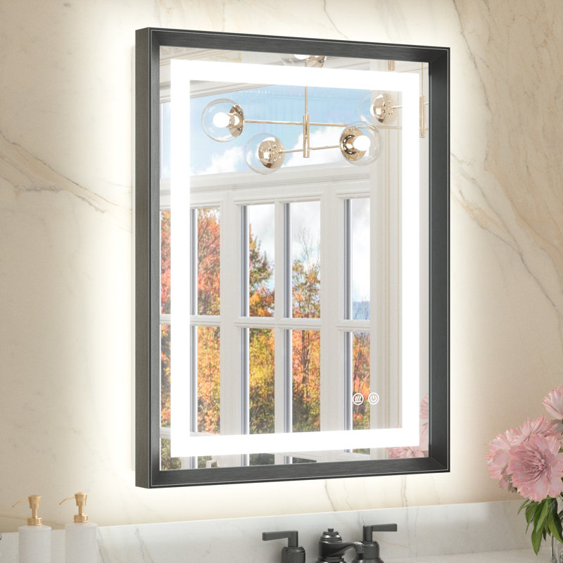Miroir de salle de bain Dineen, Noir, 28 po x 20 po