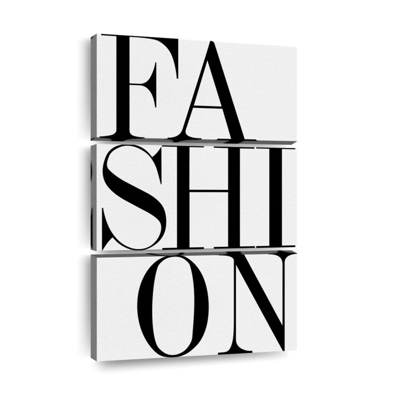 «Fashion And Beauty Typographie», ensemble de 3 impressions sur toile par Enchanté Designs, H 38 po x l 24 po x P 1,25 po